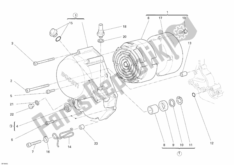 All parts for the Clutch Cover of the Ducati Multistrada 1100 USA 2009